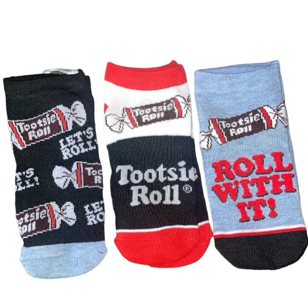Tootsie Roll Candy women’s 3 pairs size 11-14 ankle socks funny chocolate crazy